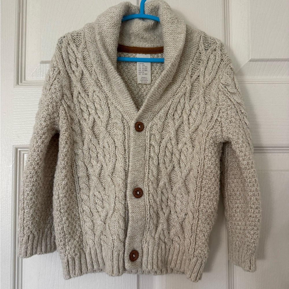 H&M Toddler Cream Cable Knit Cardigan 18m